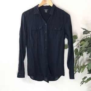 Eddie Bauer Navy Blue Textured Button Down